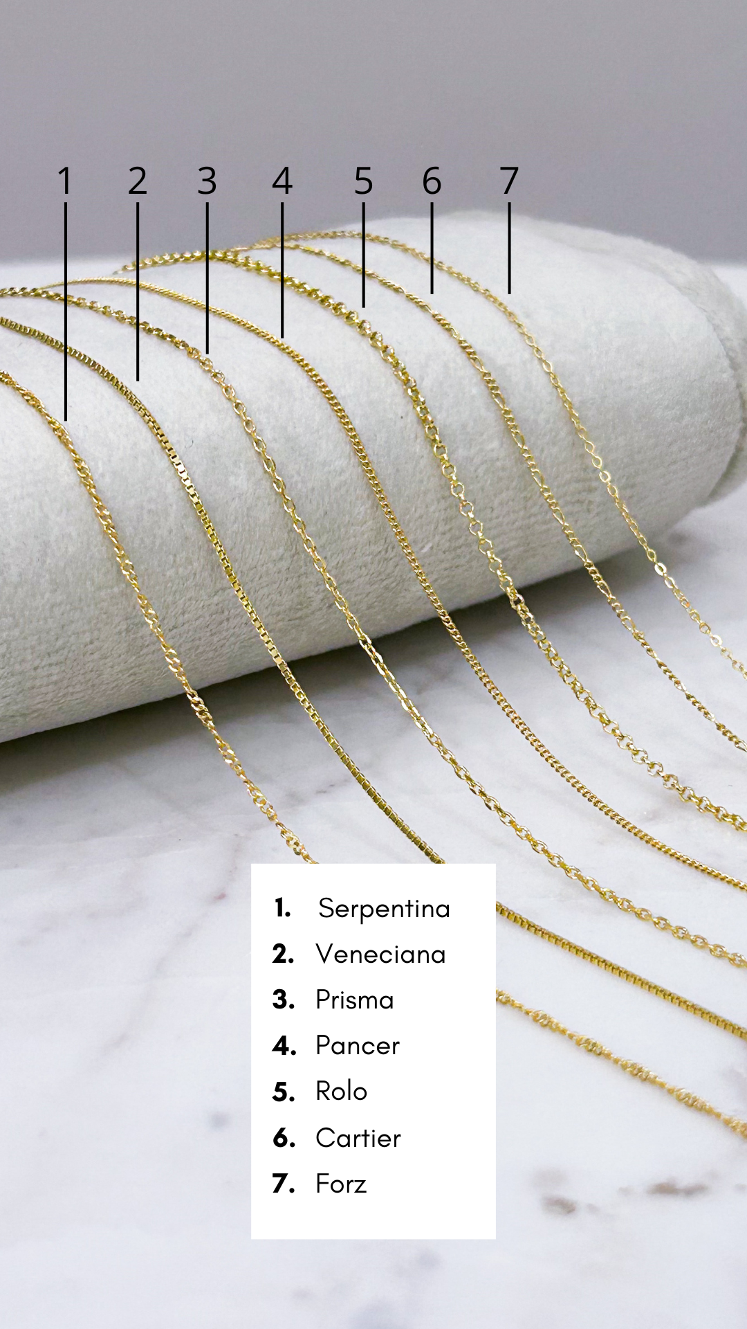 18K Gold Chains - Various styles