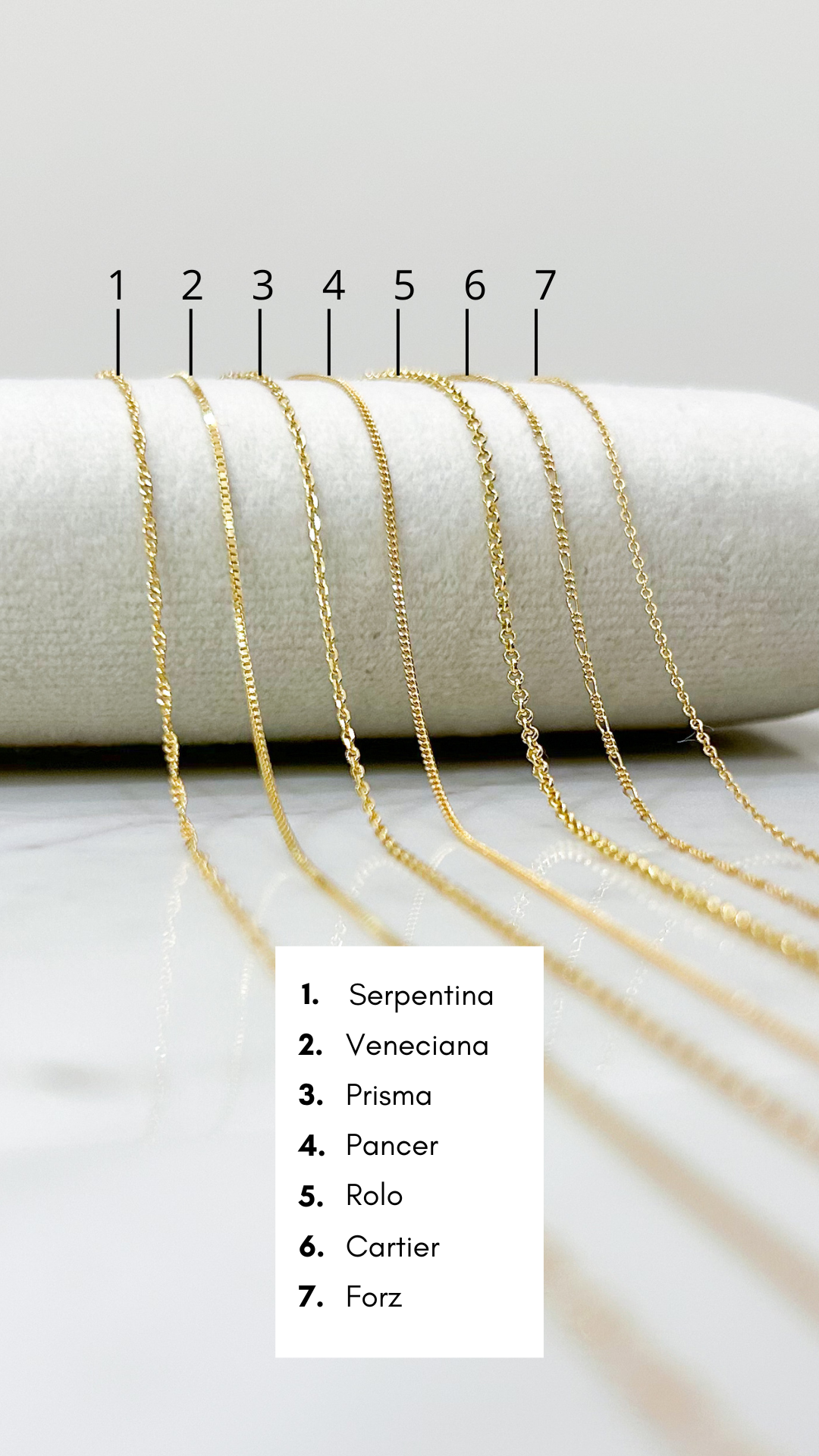 18K Gold Chains - Various styles