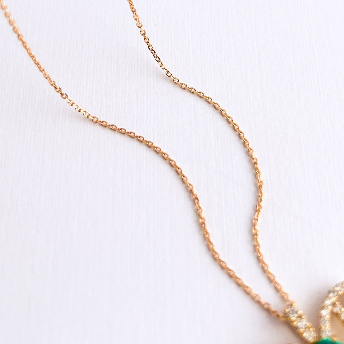 Butterfly Openwork Natural Diamond and Emerald Necklace in 18K Gold