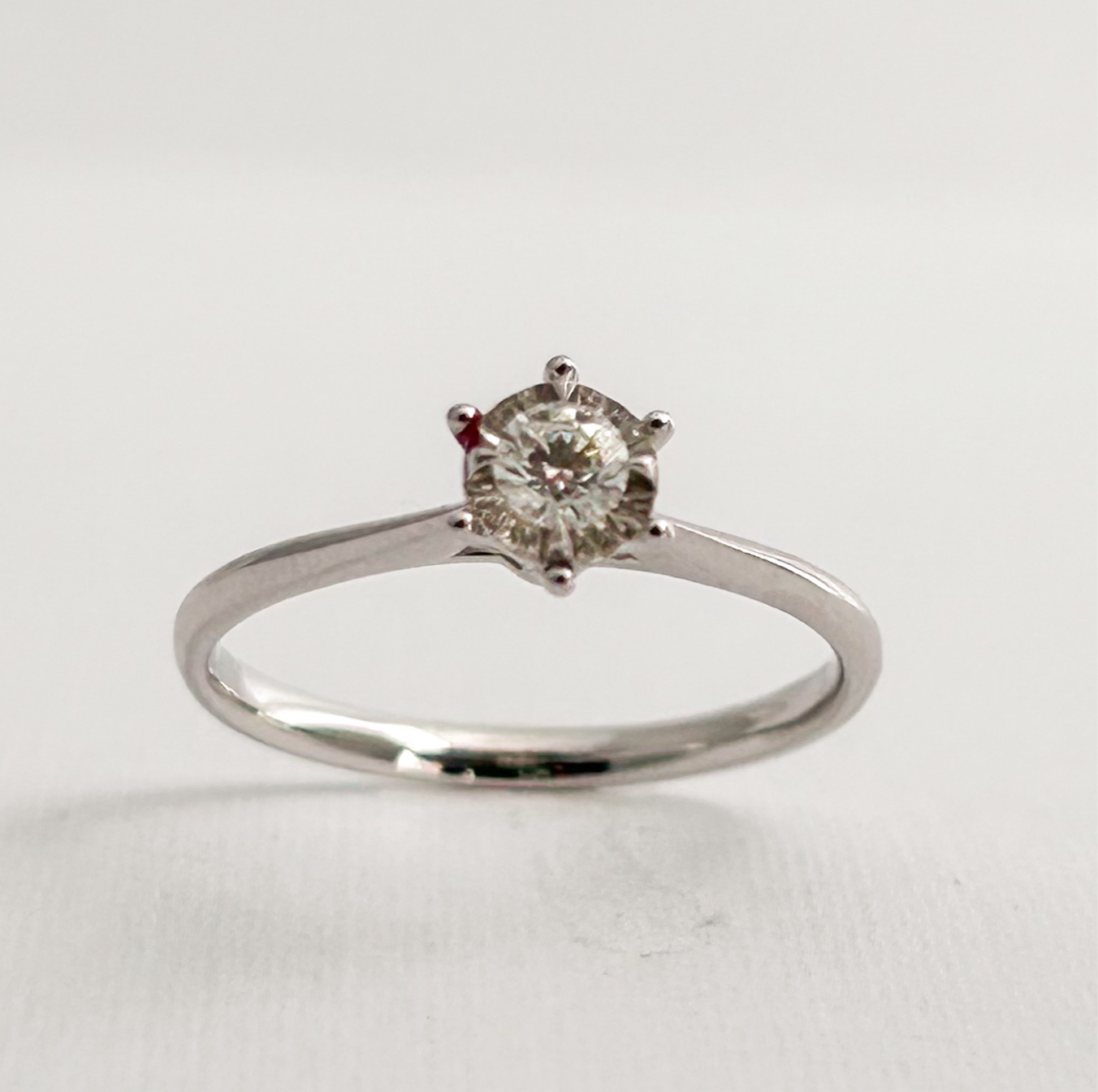 6-Prong Natural Diamond Engagement Ring (0.142 ct) in 18K White Gold