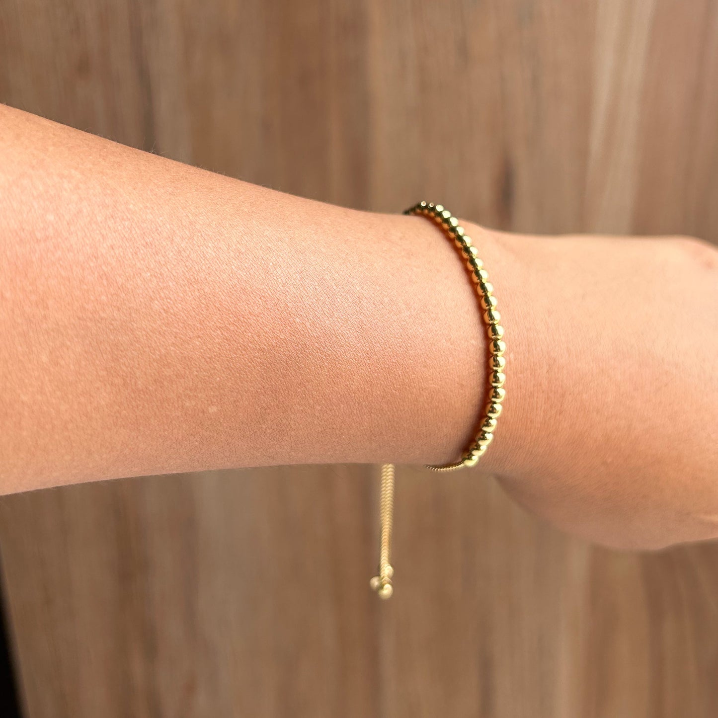 Adjustable Beaded Bracelet in 18K Gold