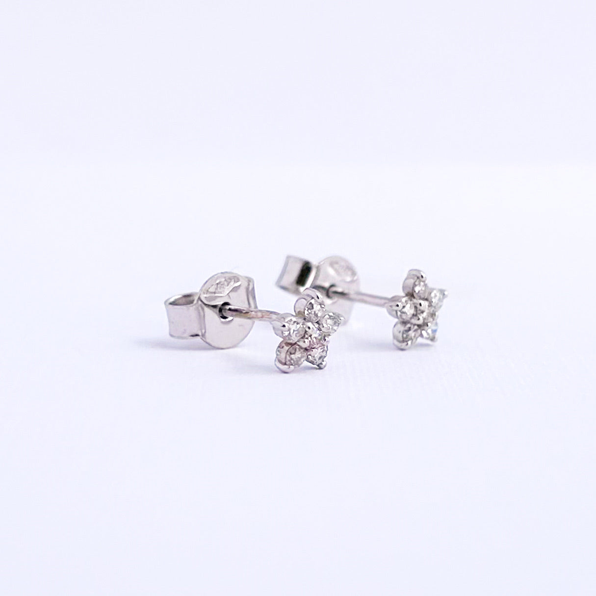 Mini Natural Diamond Cluster Earrings in 18K Gold