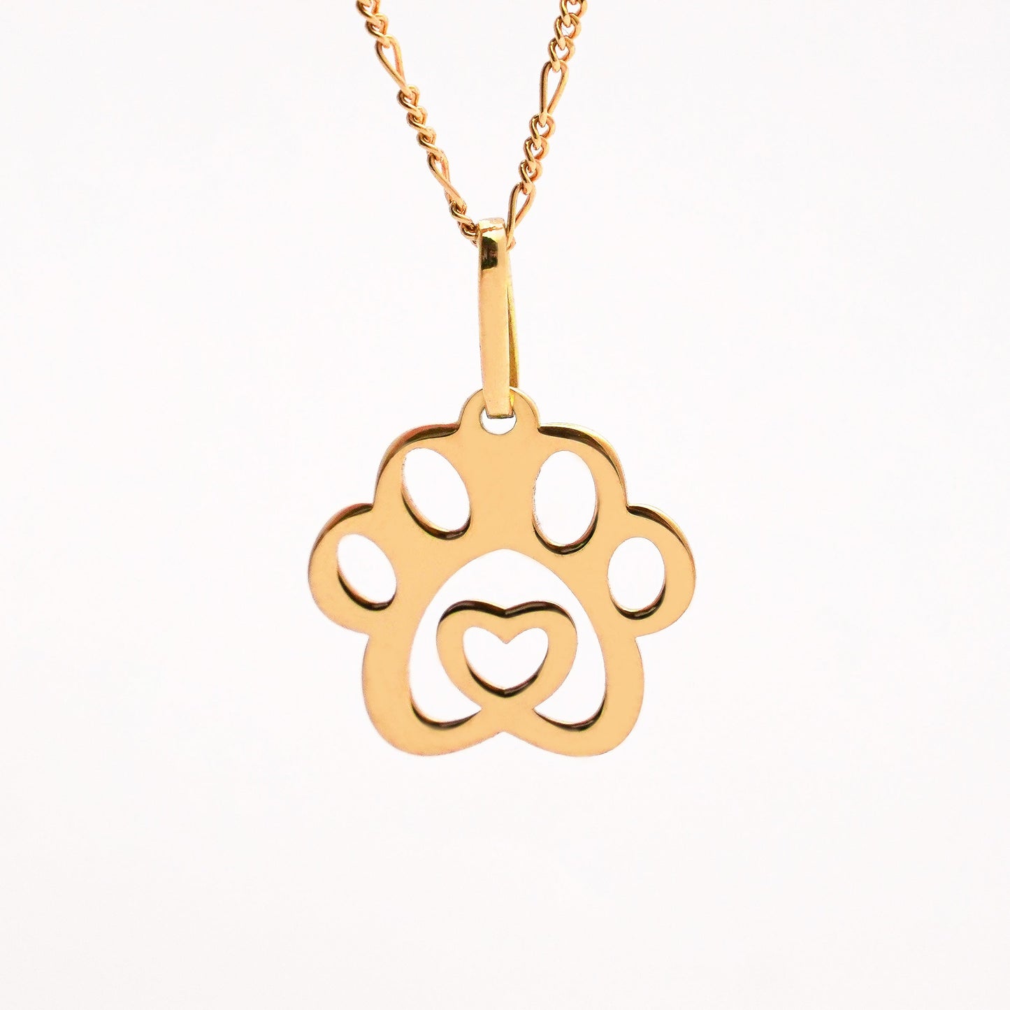Heart Paw Print Pendant in 18K Gold