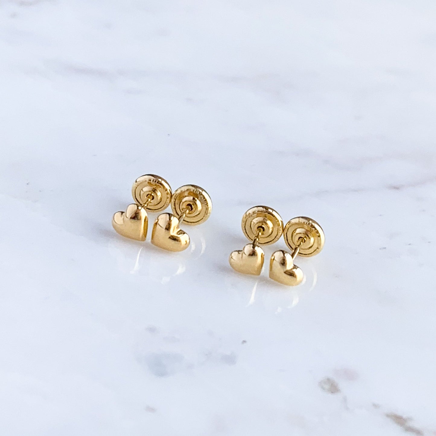 Baby Heart Stud Earrings in 18K Gold