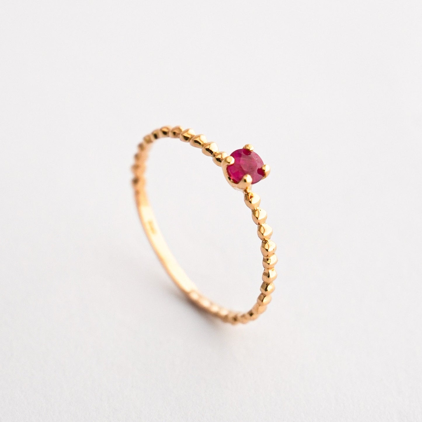 Ruby Beaded Ring in 18K Gold