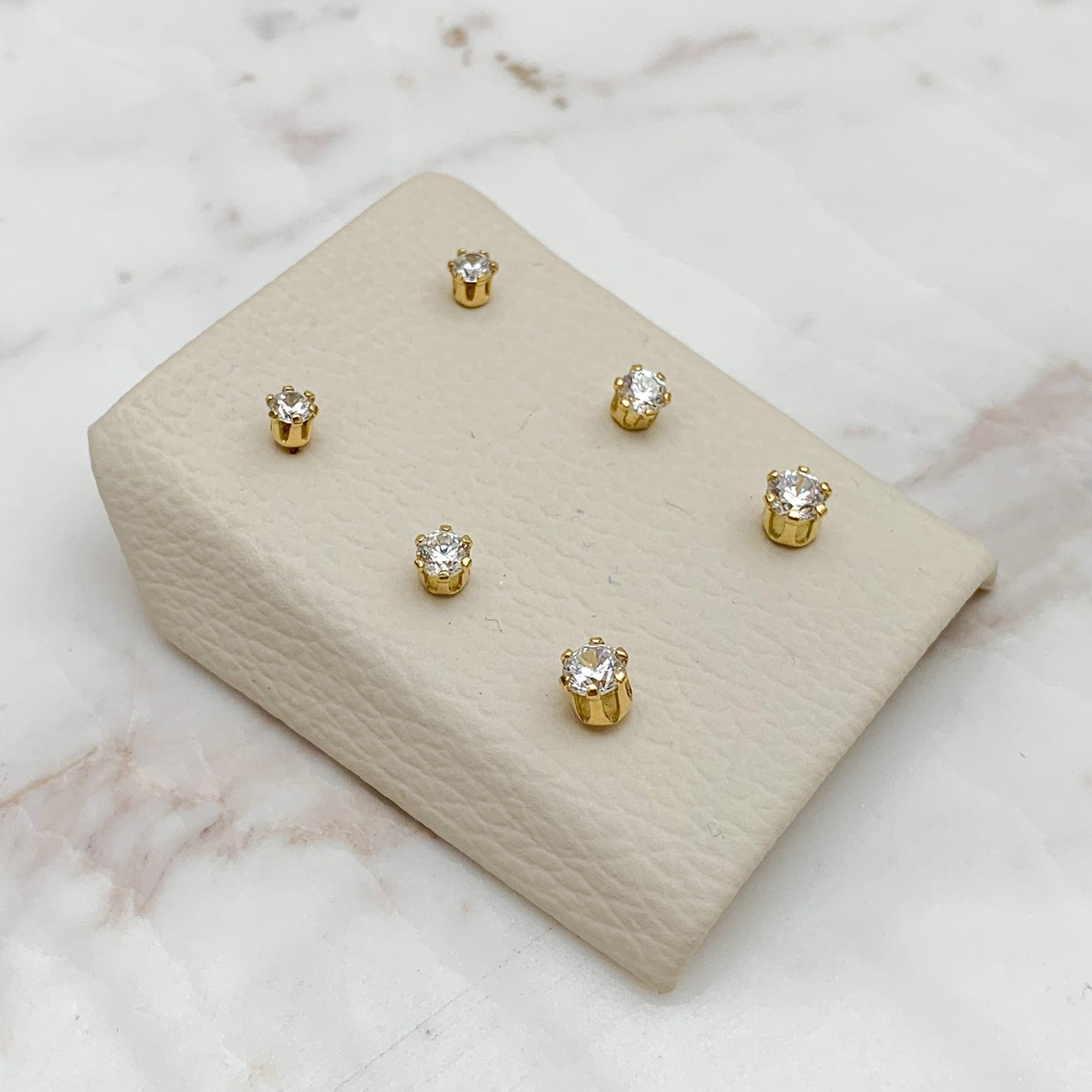 Baby Cubic Zirconia Prong Stud Earrings in 18K Gold