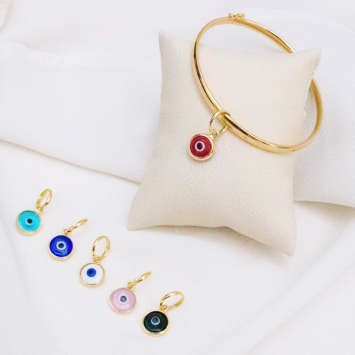 Evil Eye Bracelet Charm in 18K Gold