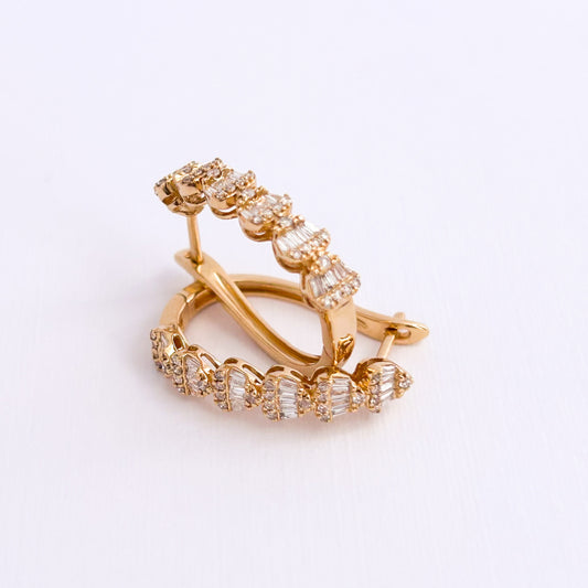 Love Baguettes with Natural Diamond Hoop Earrings in 18K Gold
