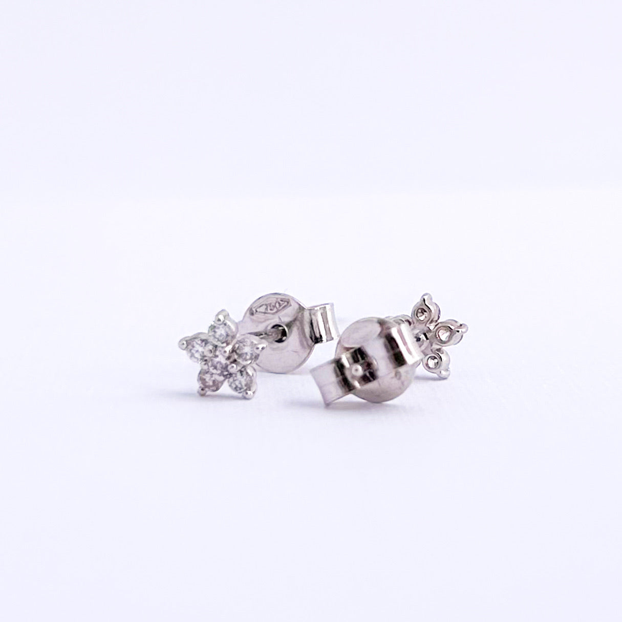 Mini Natural Diamond Cluster Earrings in 18K Gold