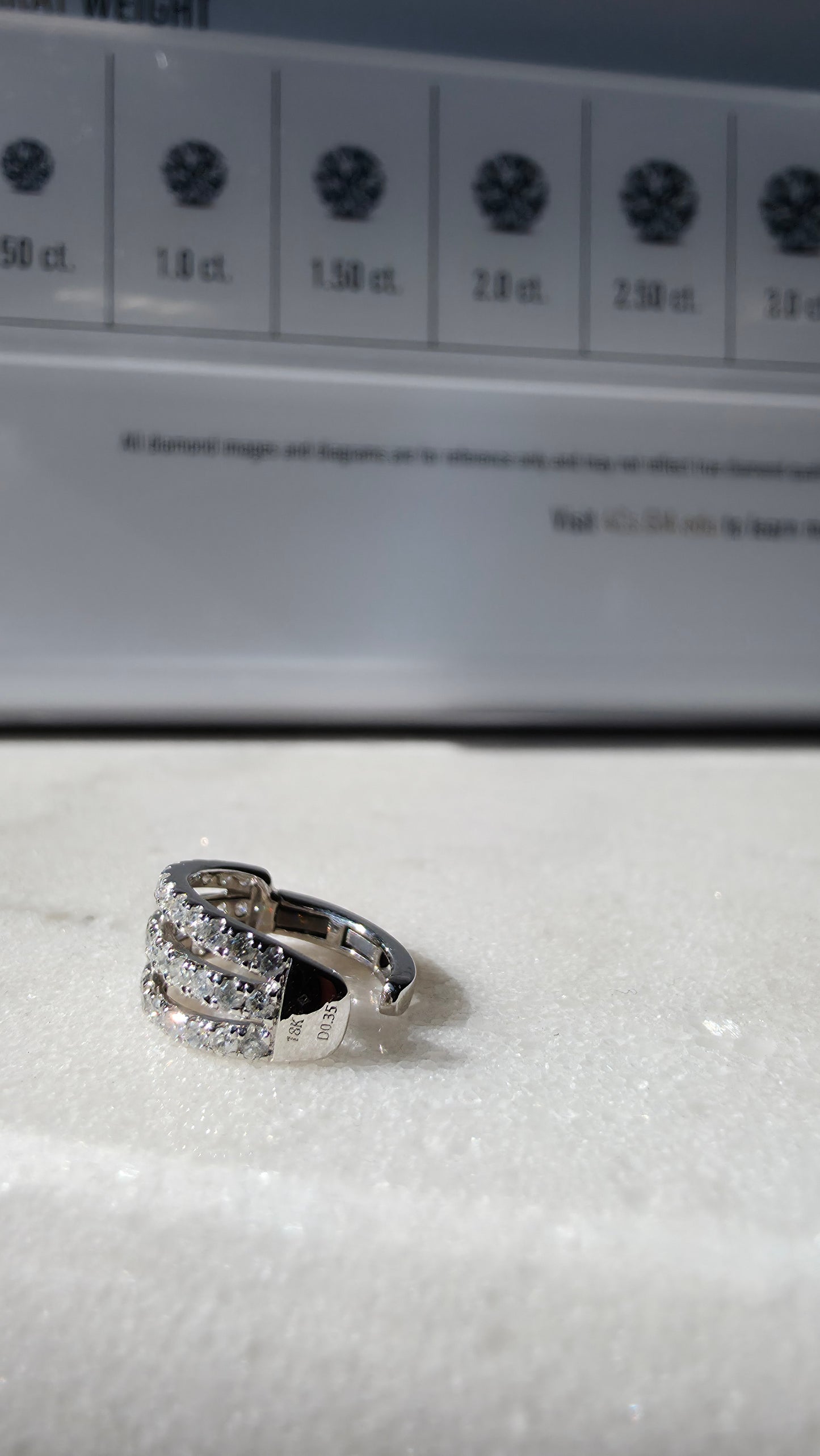 Triple Row Diamond Earcuff in 18K White Gold