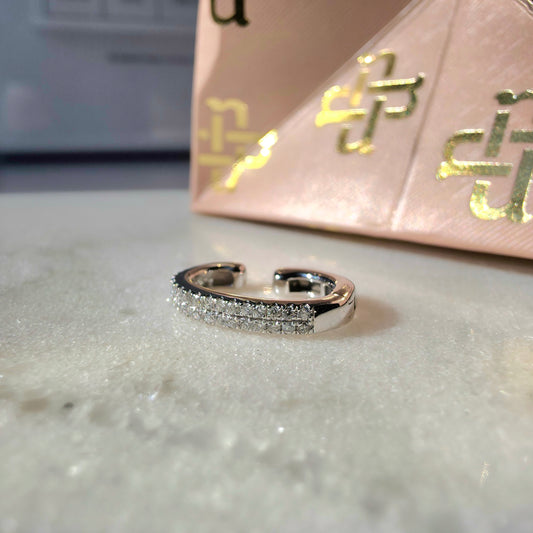 Double Row Diamond Earcuff in 18K White Gold