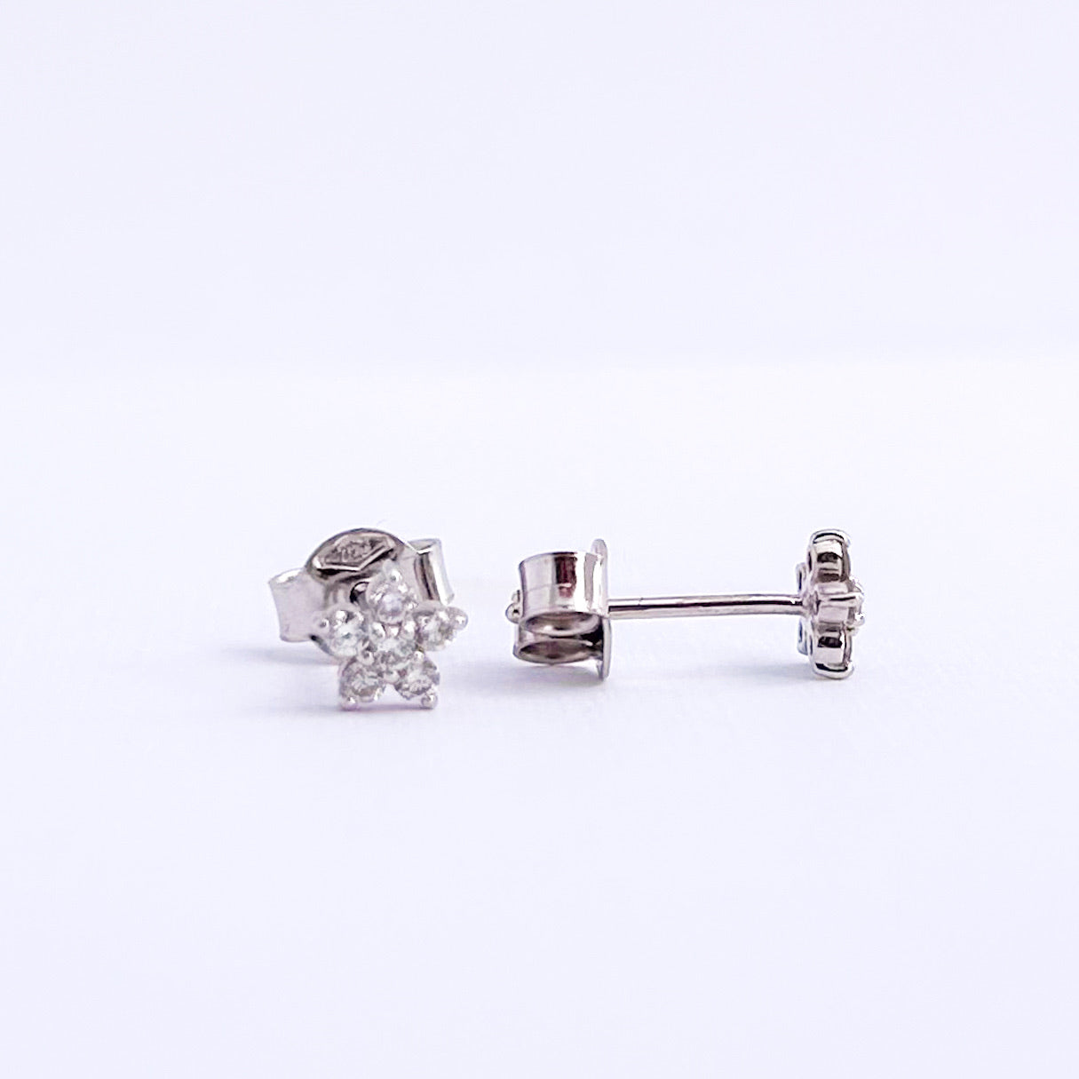 Mini Natural Diamond Cluster Earrings in 18K Gold