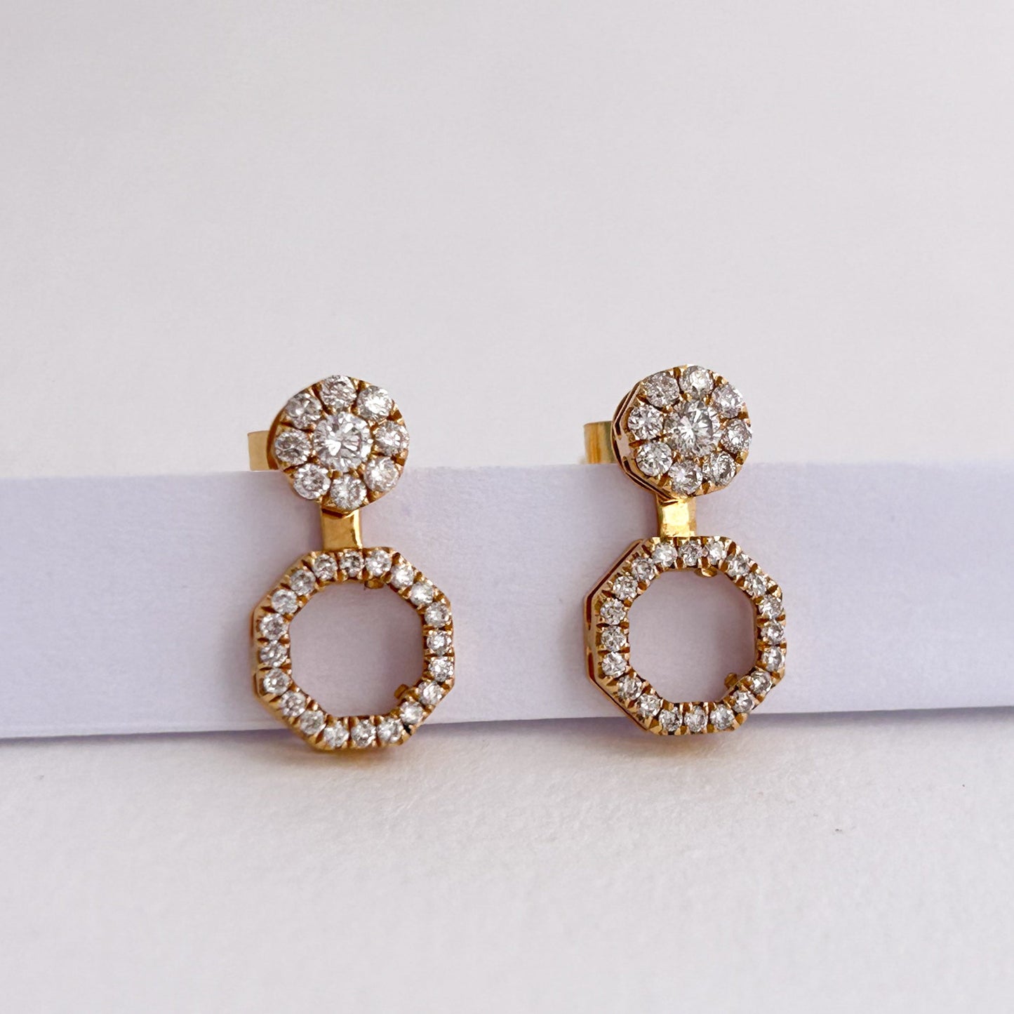 TriGlam Natural Diamond Earrings in 18K Gold