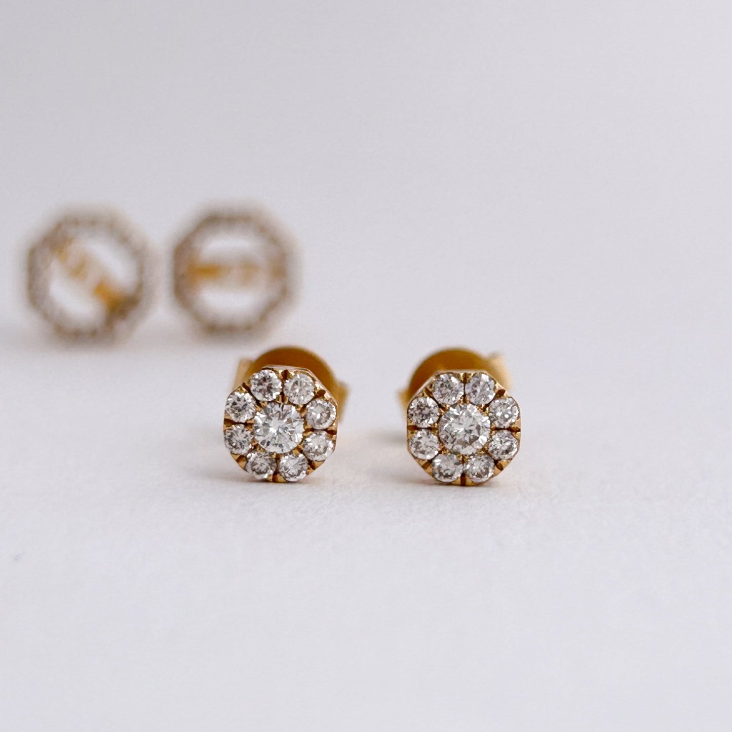 TriGlam Natural Diamond Earrings in 18K Gold