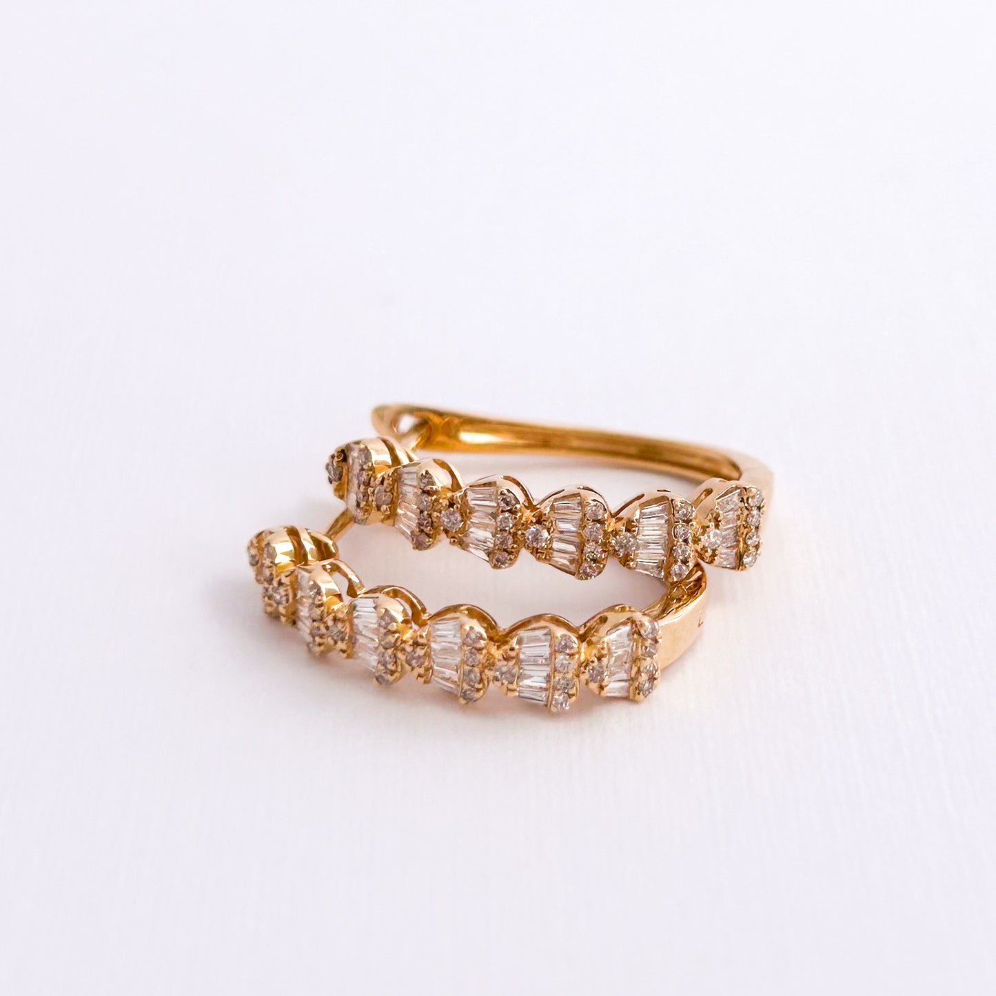 Love Baguettes with Natural Diamond Hoop Earrings in 18K Gold