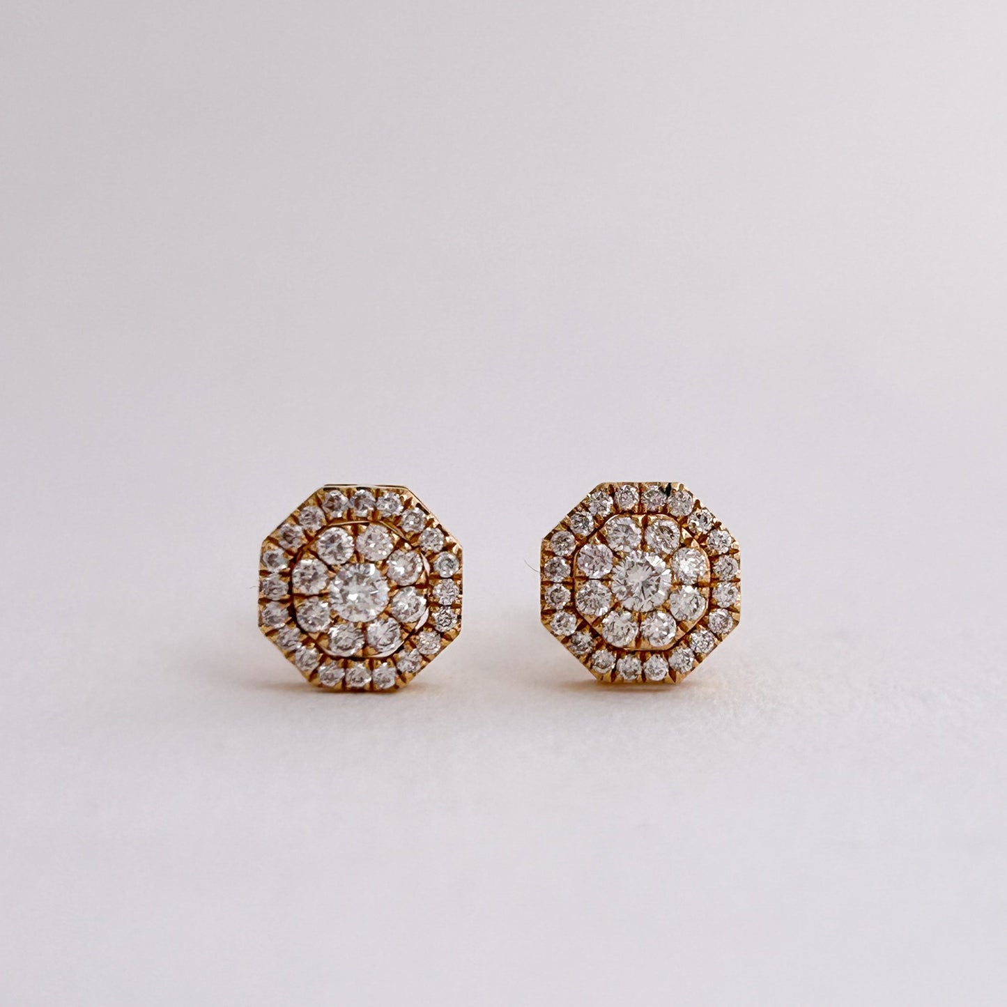 TriGlam Natural Diamond Earrings in 18K Gold