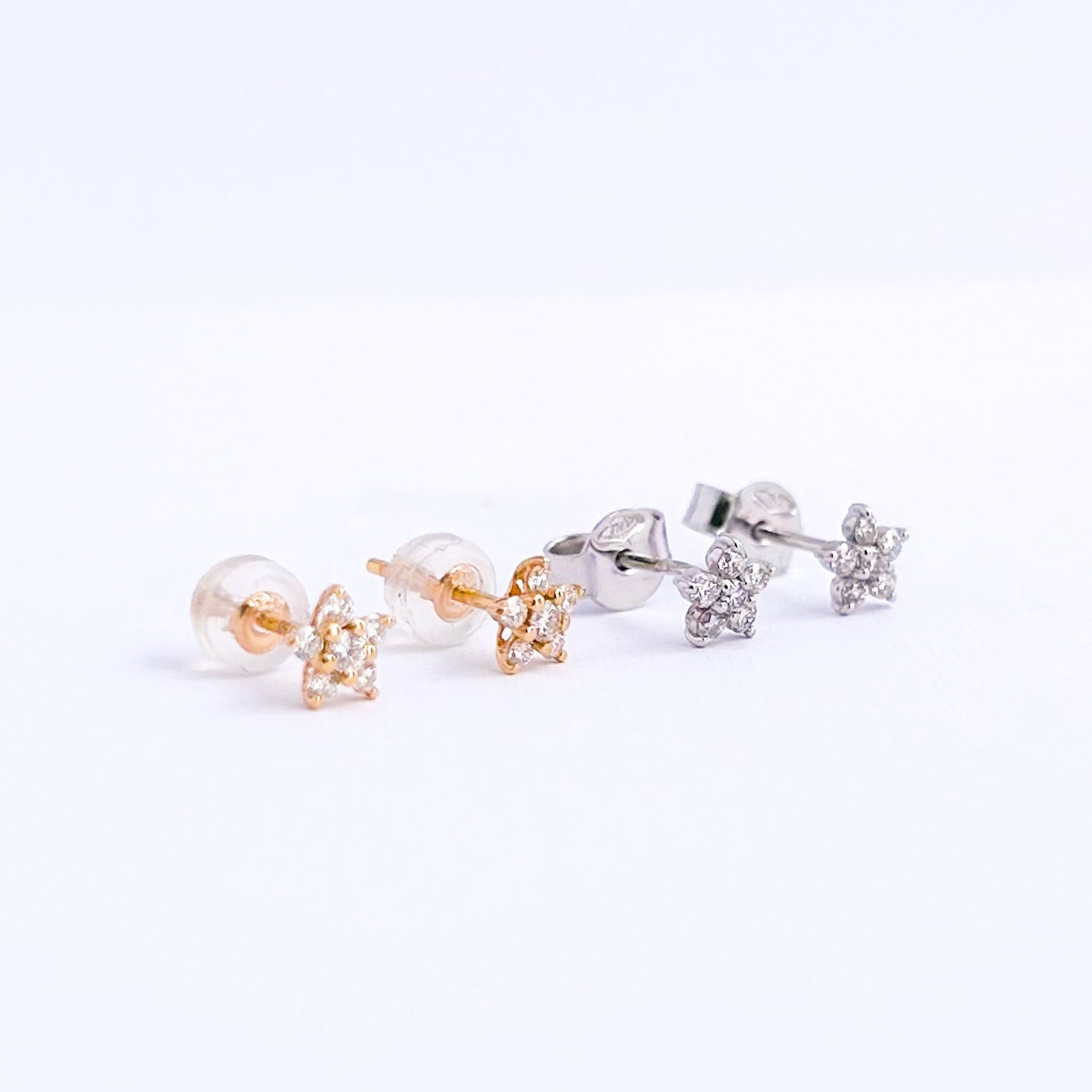 Mini Natural Diamond Cluster Earrings in 18K Gold