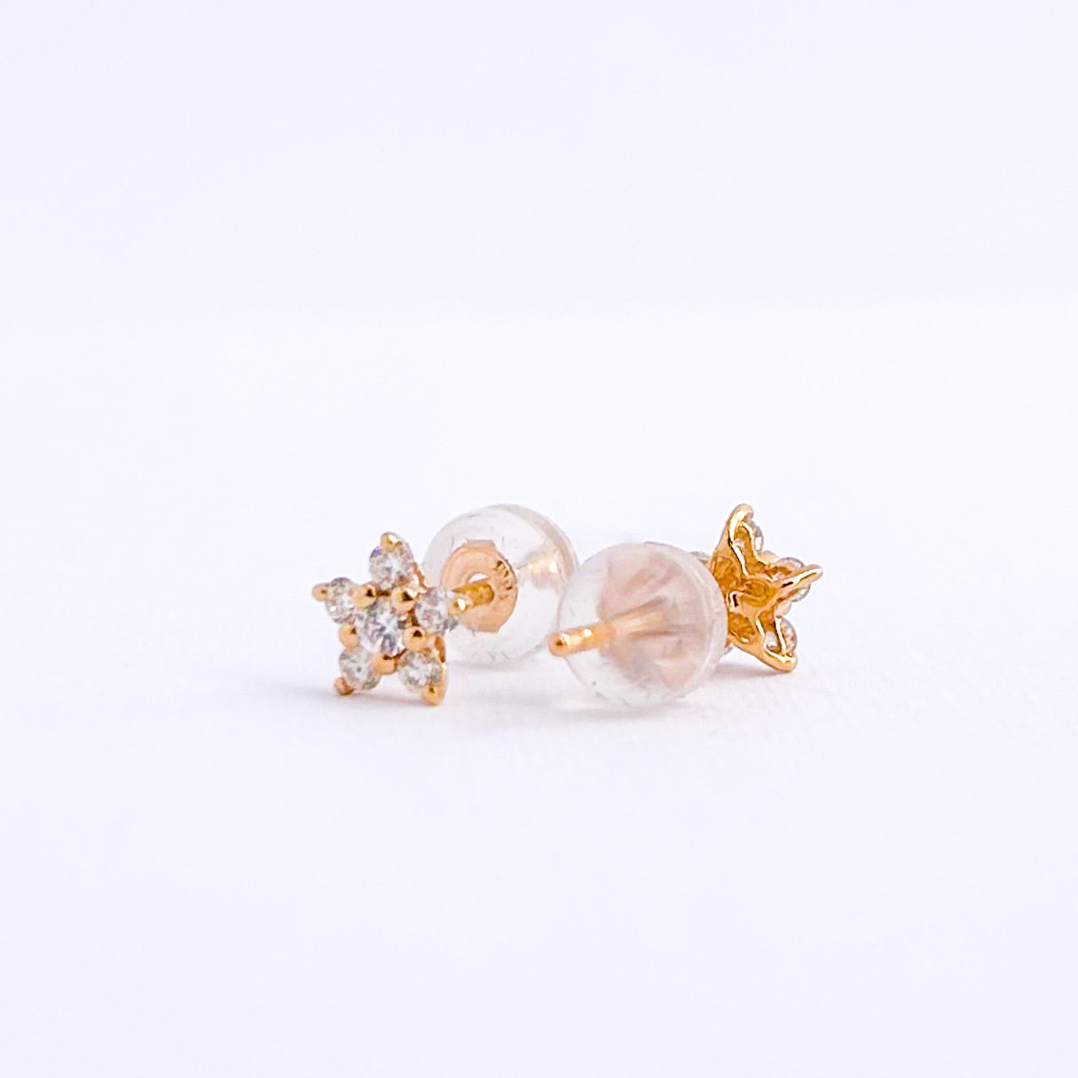 Mini Natural Diamond Cluster Earrings in 18K Gold
