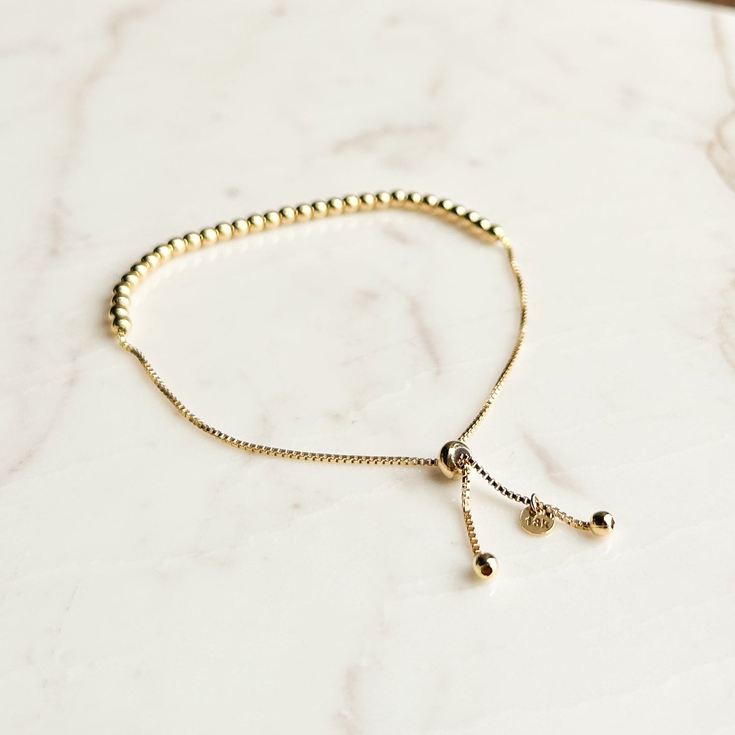 Adjustable Beaded Bracelet in 18K Gold