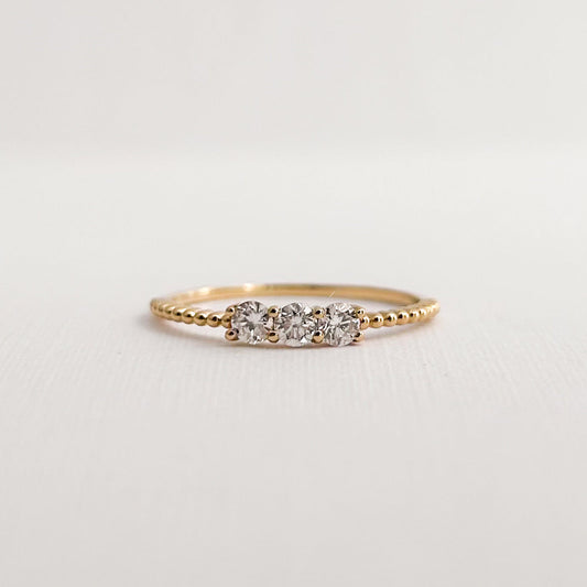 Three Stone Natural Diamond Ring (0.25 ct) in 18K Gold