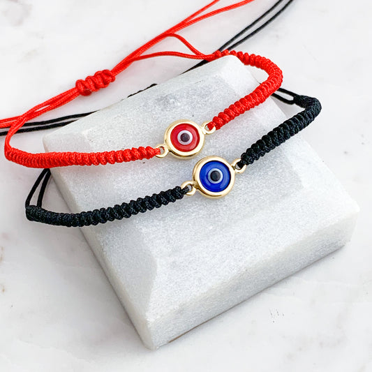 Woven Turkish Evil Eye Bracelet in 18K Gold