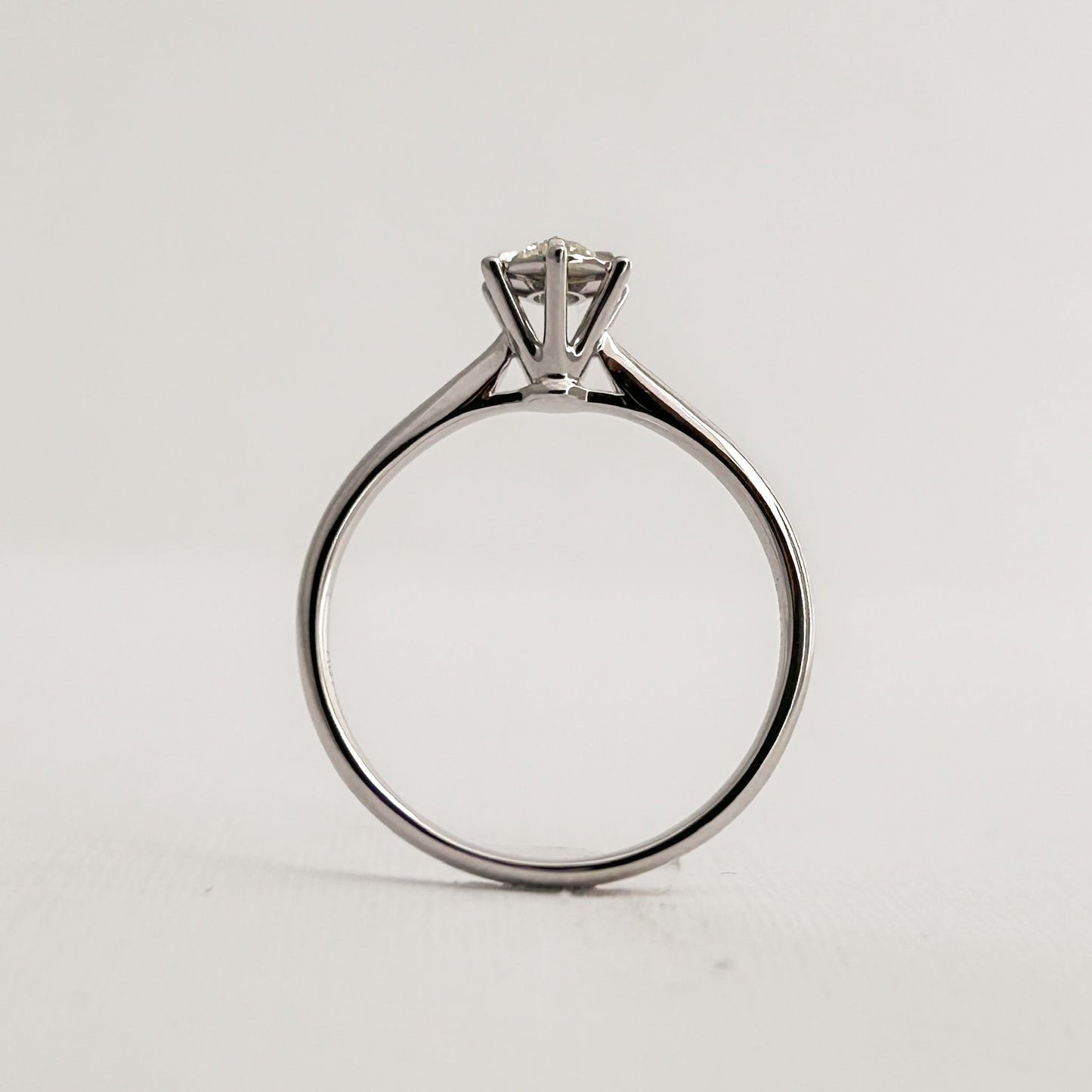 6-Prong Natural Diamond Engagement Ring (0.142 ct) in 18K White Gold