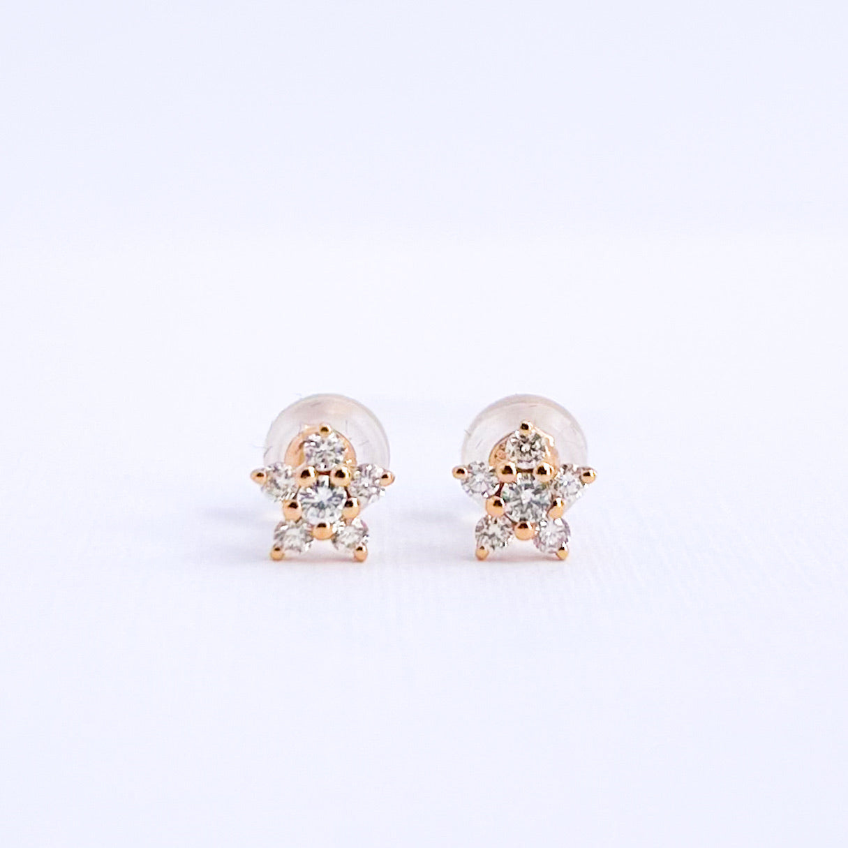 Mini Natural Diamond Cluster Earrings in 18K Gold