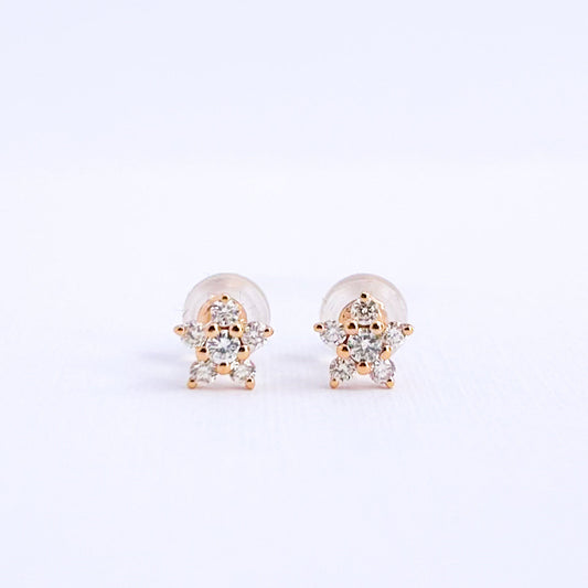 Mini Natural Diamond Cluster Earrings in 18K Gold