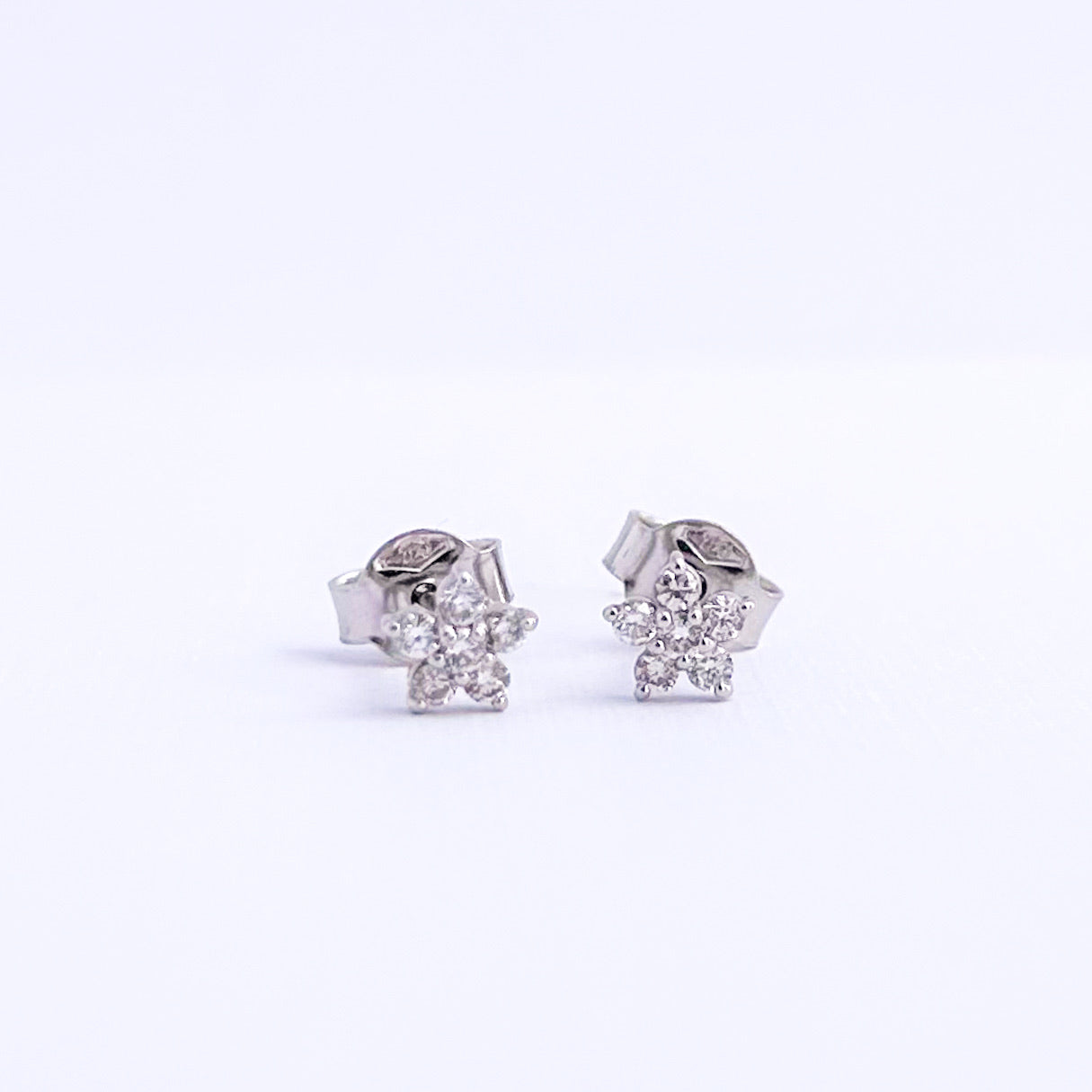 Mini Natural Diamond Cluster Earrings in 18K Gold