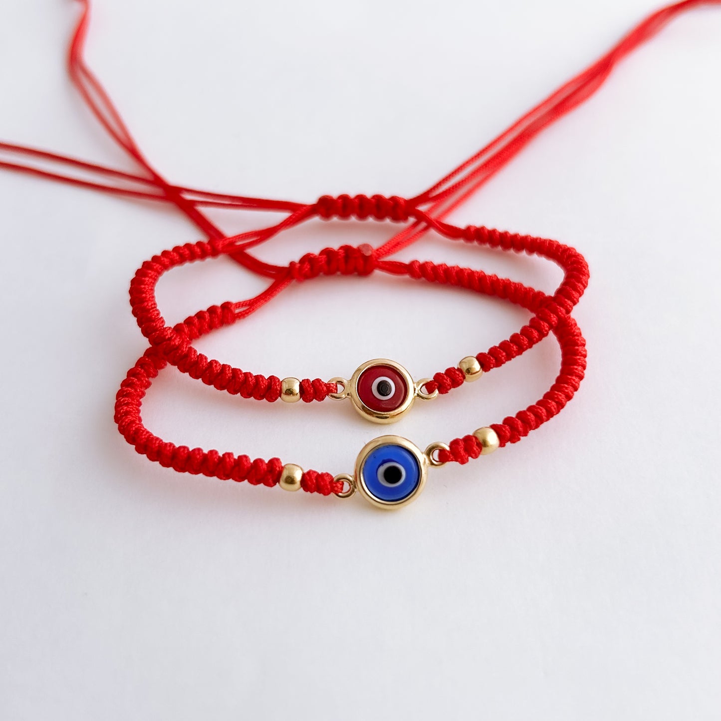 Woven Turkish Evil Eye Bracelet with 2 18K Gold Beads