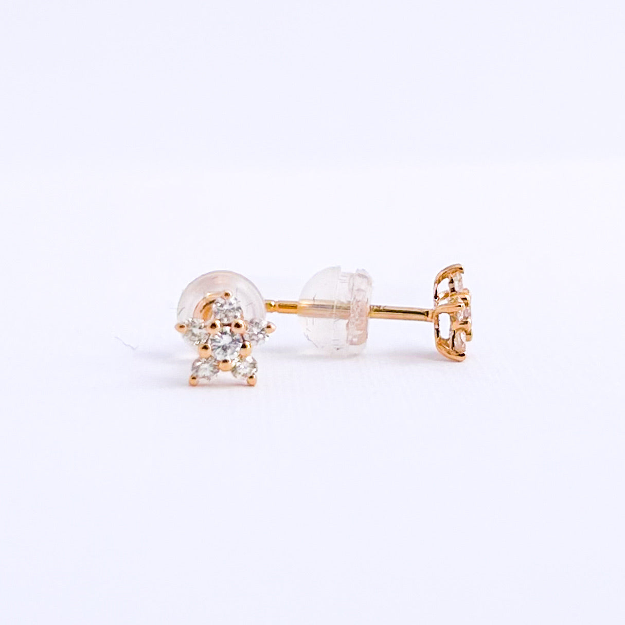 Mini Natural Diamond Cluster Earrings in 18K Gold