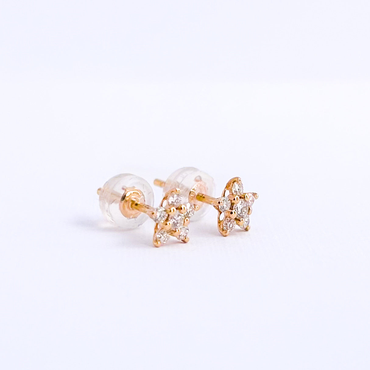 Mini Natural Diamond Cluster Earrings in 18K Gold