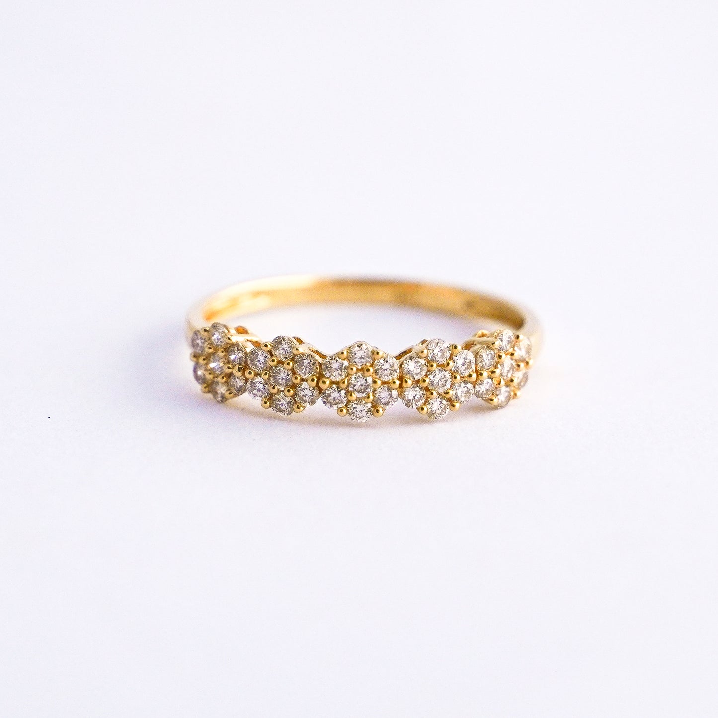 Rosette Riviere Ring with Diamonds in 18K Gold