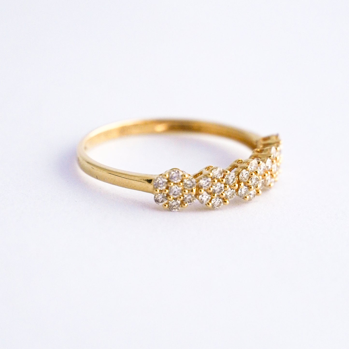 Rosette Riviere Ring with Diamonds in 18K Gold