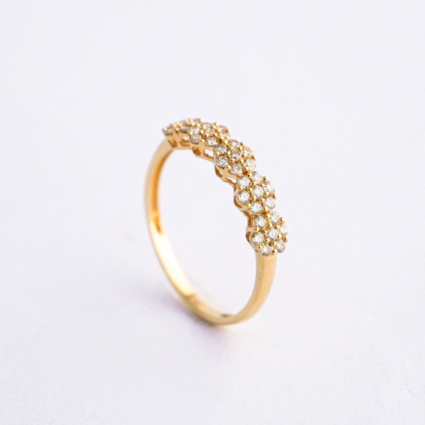 Rosette Riviere Ring with Diamonds in 18K Gold