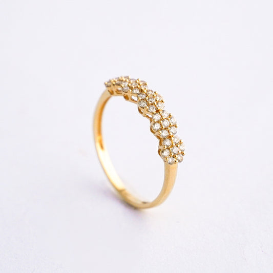 Rosette Riviere Ring with Diamonds in 18K Gold