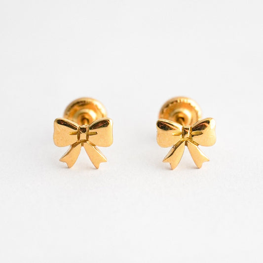 Baby Bow Stud Earrings in 18K Gold