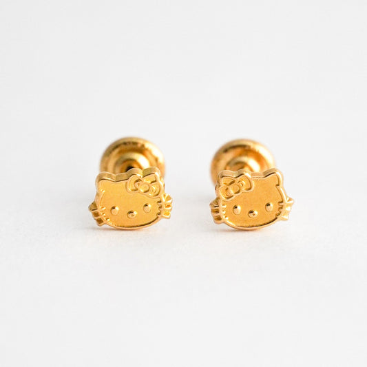 Baby Cat Stud Earrings in 18K Gold