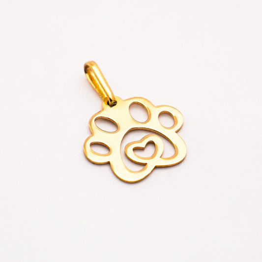 Heart Paw Print Pendant in 18K Gold