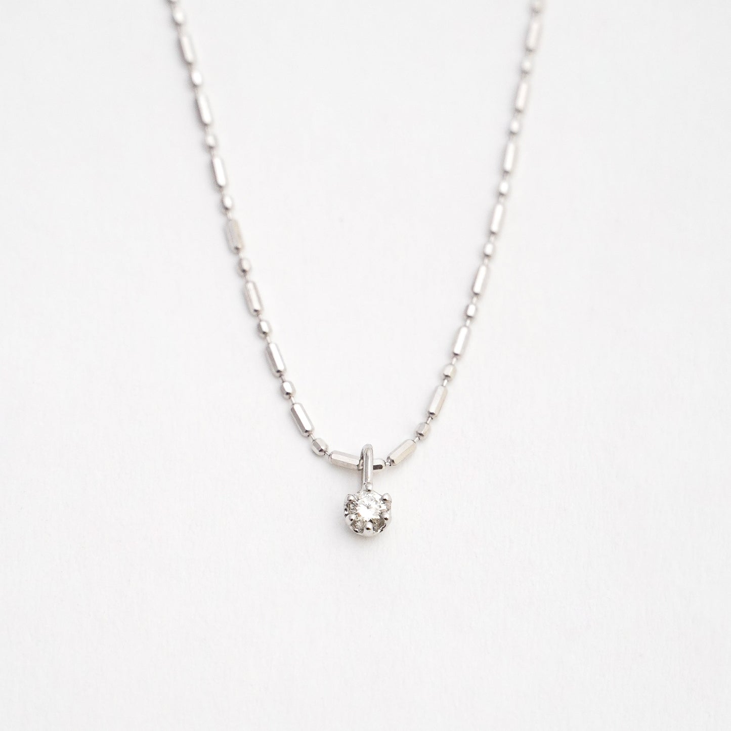 Semicolon Mini Charm Natural Diamond Necklace in 18K White Gold