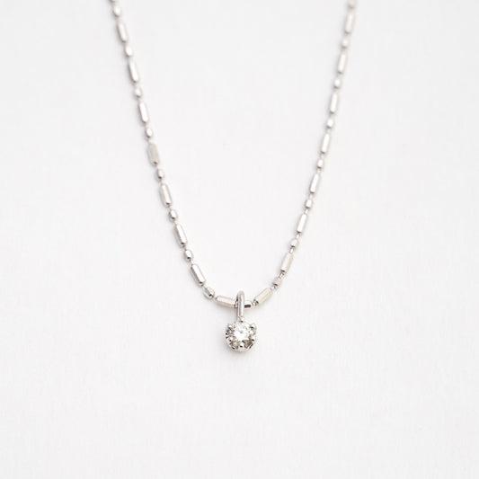 Semicolon Mini Charm Natural Diamond Necklace in 18K White Gold
