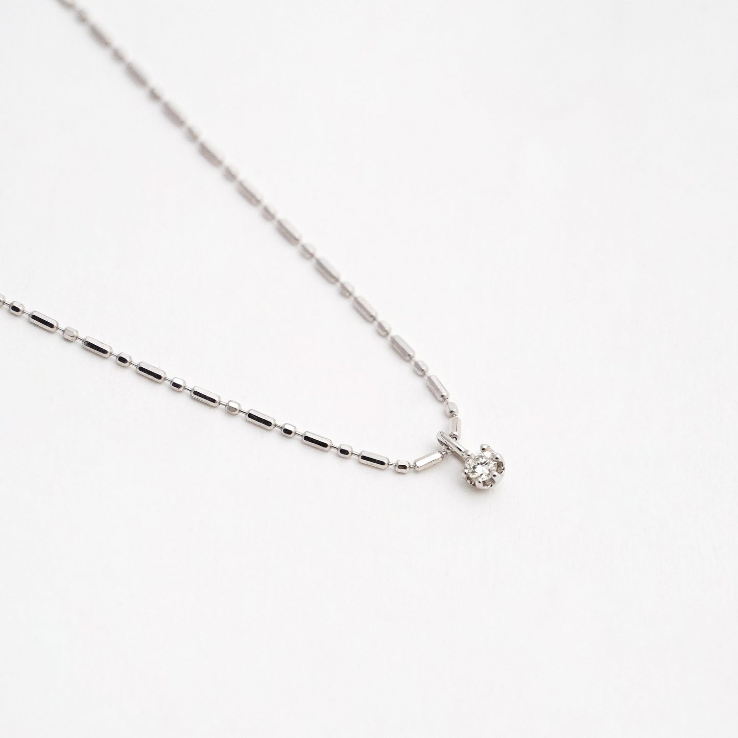 Semicolon Mini Charm Natural Diamond Necklace in 18K White Gold