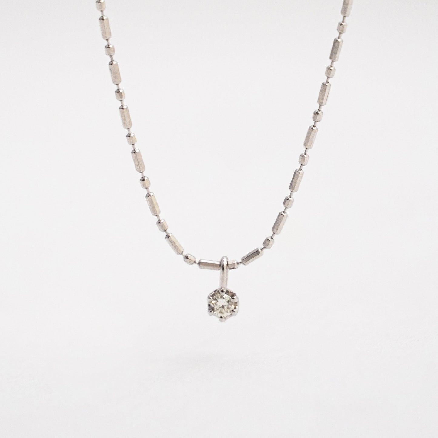 Semicolon Mini Charm Natural Diamond Necklace in 18K White Gold