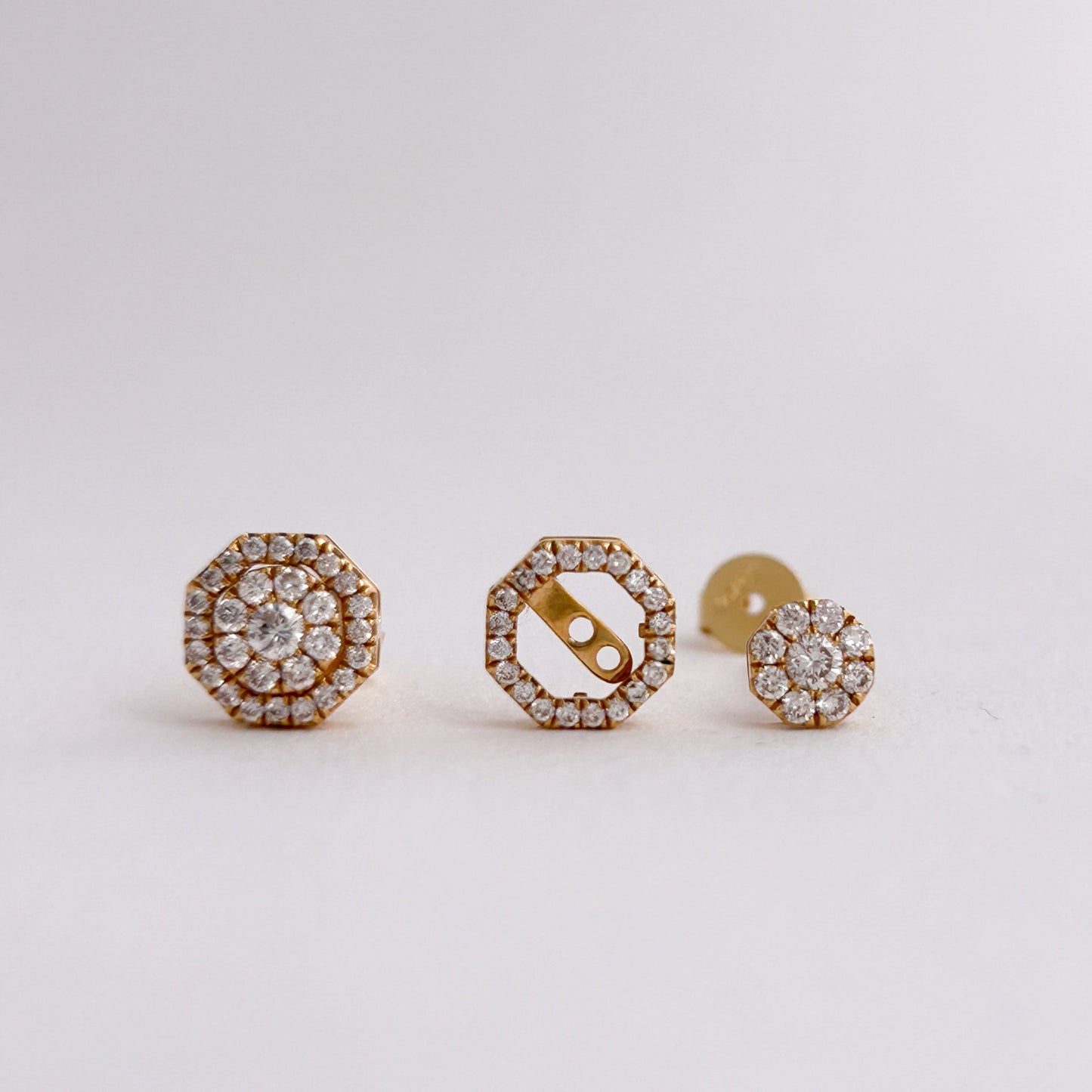 TriGlam Natural Diamond Earrings in 18K Gold
