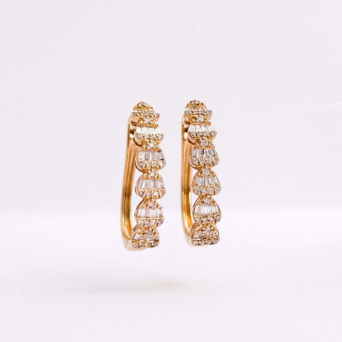 Love Baguettes with Natural Diamond Hoop Earrings in 18K Gold