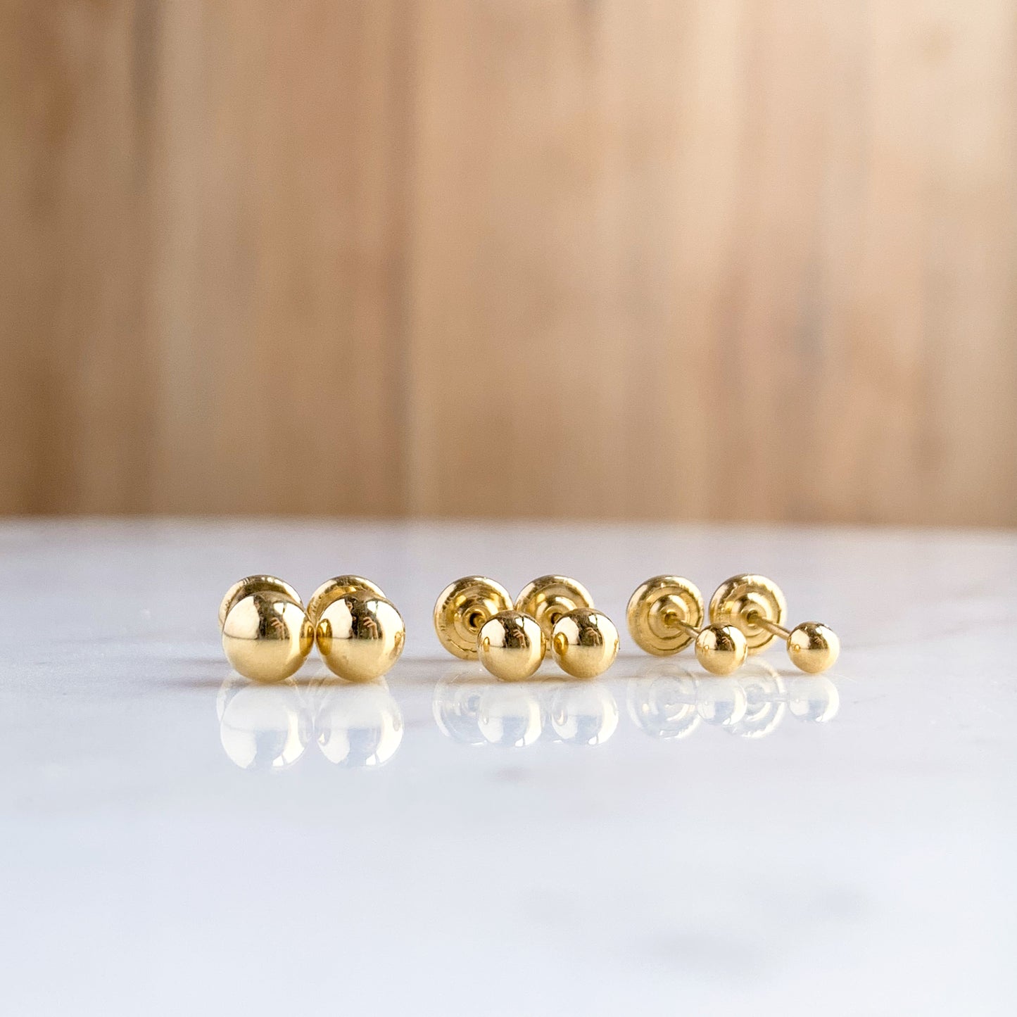 Baby Gold Ball Studs Earrings in 18K Yellow Gold