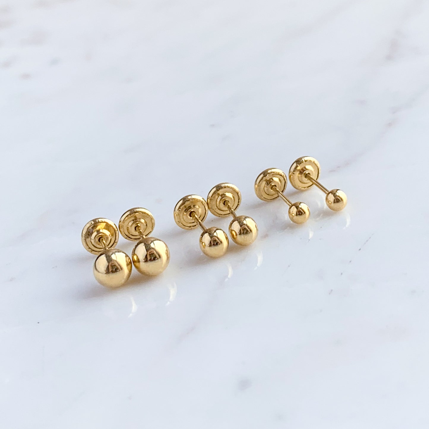 Baby Gold Ball Studs Earrings in 18K Yellow Gold