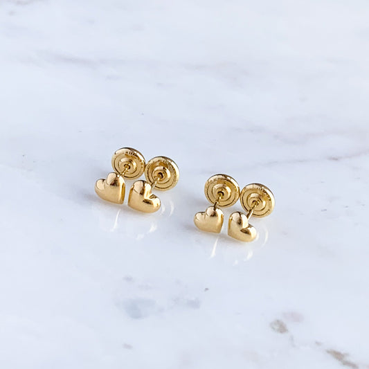 Baby Heart Stud Earrings in 18K Gold