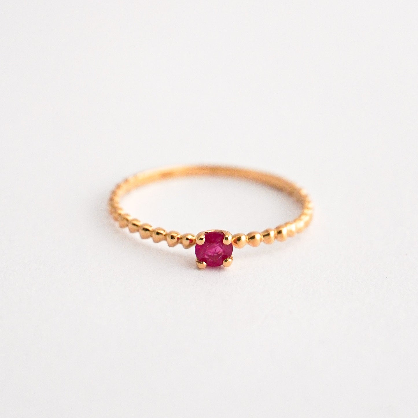 Ruby Beaded Ring in 18K Gold