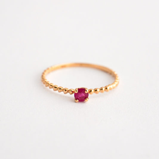 Ruby Beaded Ring in 18K Gold
